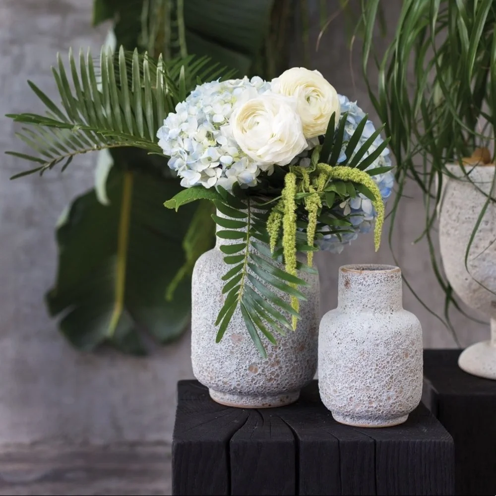 NWOT Textured Vase Mid Century Inspired - Stone Washed Blue
